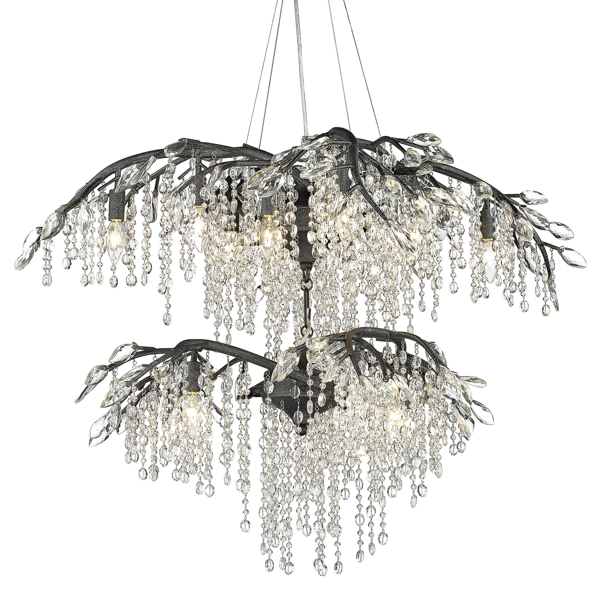 Golden Autumn Twilight 18-Light Chandelier in Black Iron