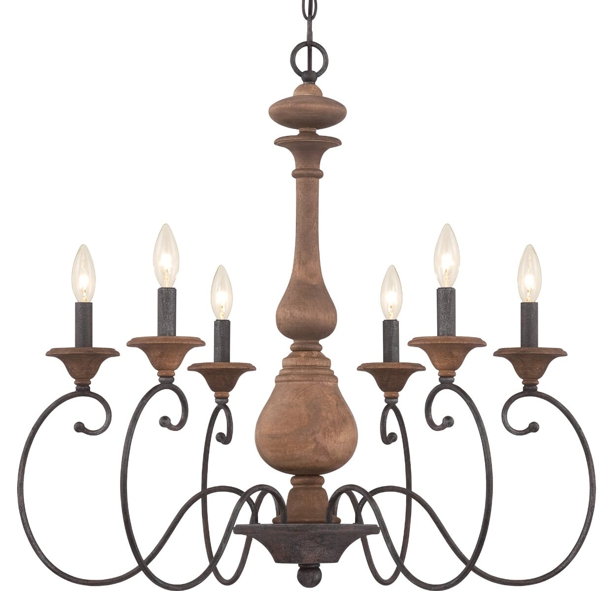 Quoizel Auburn 6-Light 28" Traditional Chandelier in Rustic Black