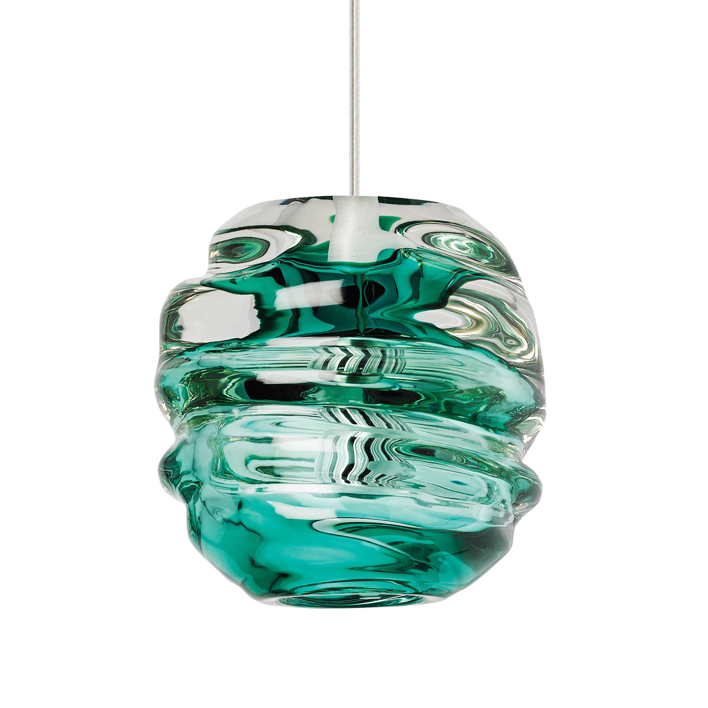 Tech Audra 3000K LED 6" Pendant Light in Satin Nickel and Surf Green