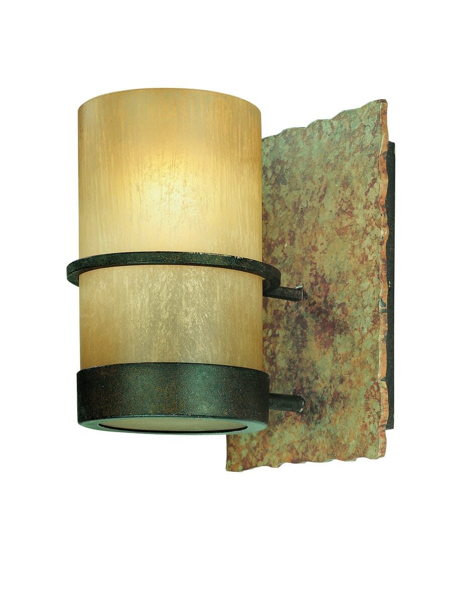 Troy Bamboo 6" Bathroom Vanity Light in Bamboo Bronze Natural Slate