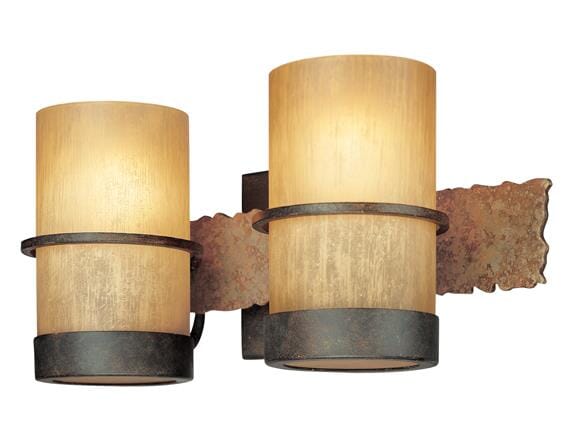 Troy Bamboo 2-Light 15" Bathroom Vanity Light in Bamboo Bronze Natural Slate