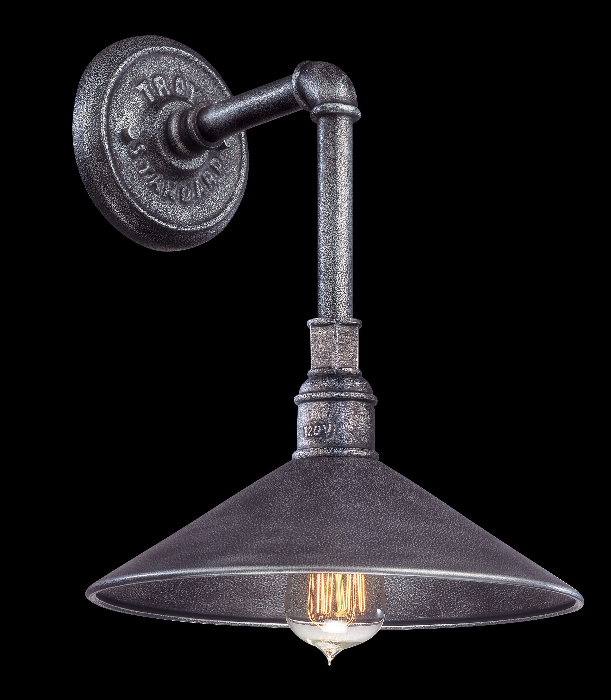 Troy Toledo 15" Outdoor Wall Light in Old Silver