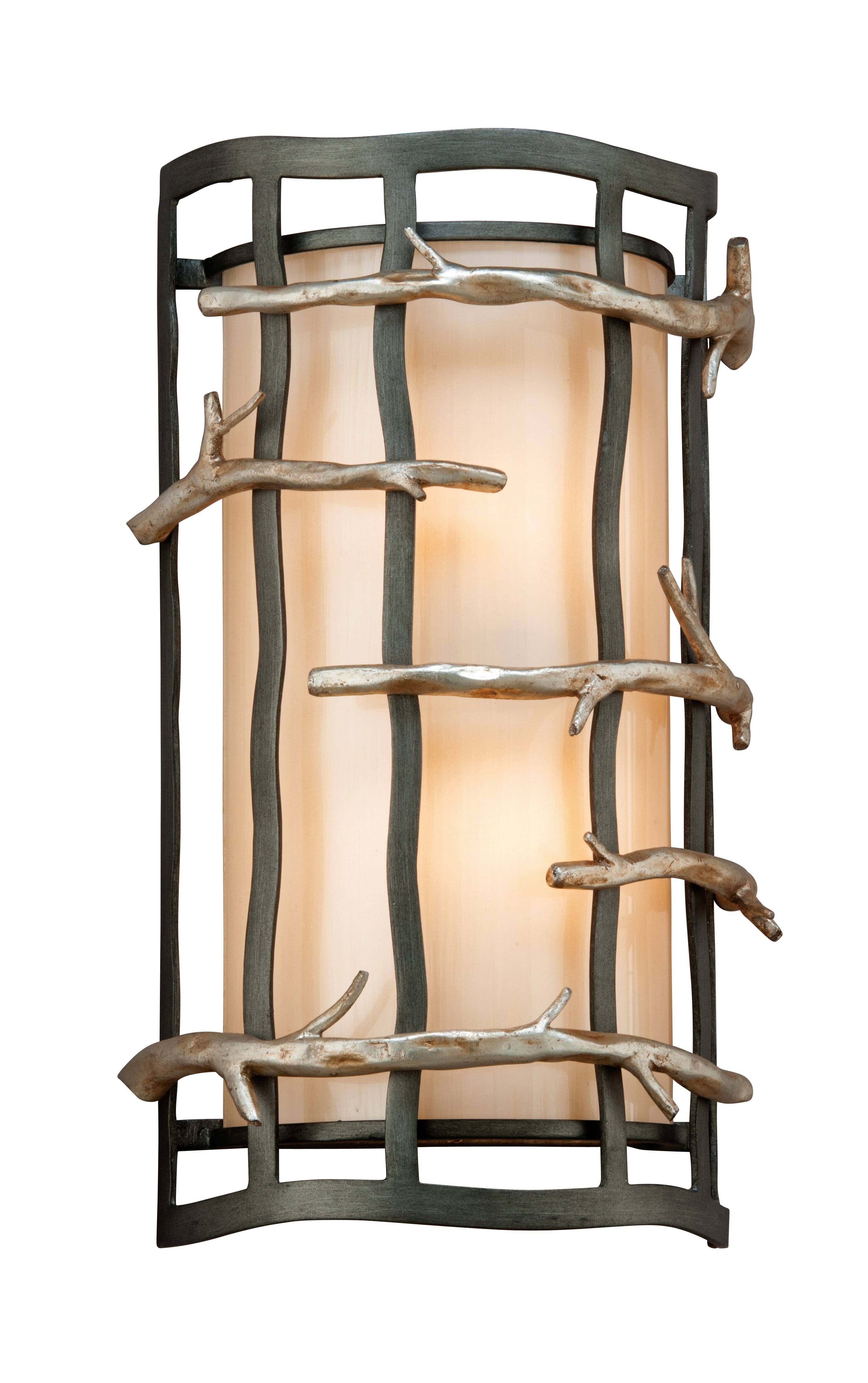 Troy Adirondack 2-Light 14" Wall Sconce in Graphite and Silver Leaf