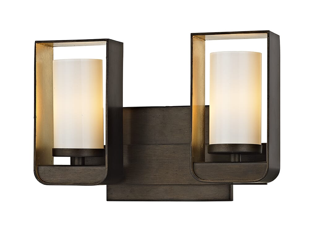 Troy Escape 2-Light 12" Bathroom Vanity Light in Bronze with Gold Leaf Accent