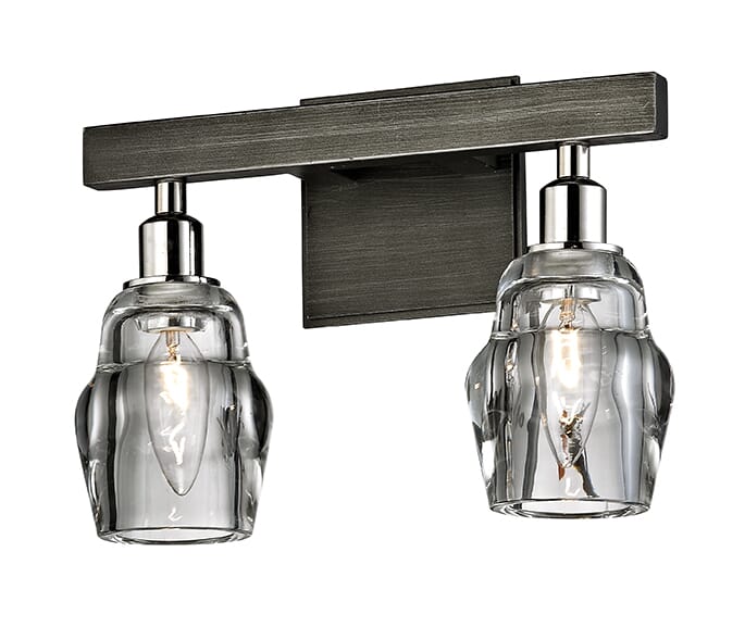 Troy Citizen 2-Light 12" Bathroom Vanity Light in Graphite and Polished Nickel