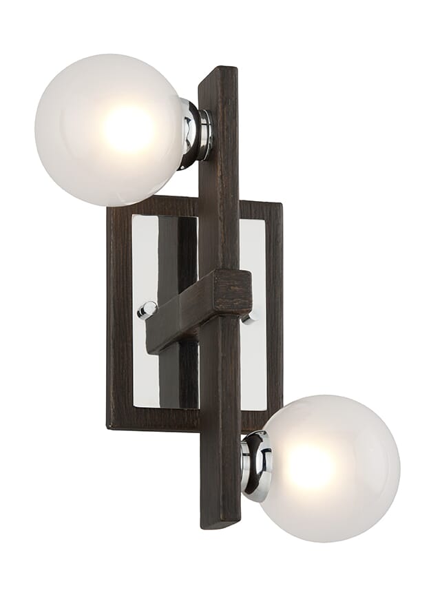 Troy Network 2-Light 12" Wall Sconce in Forest Bronze & Polished Chrom