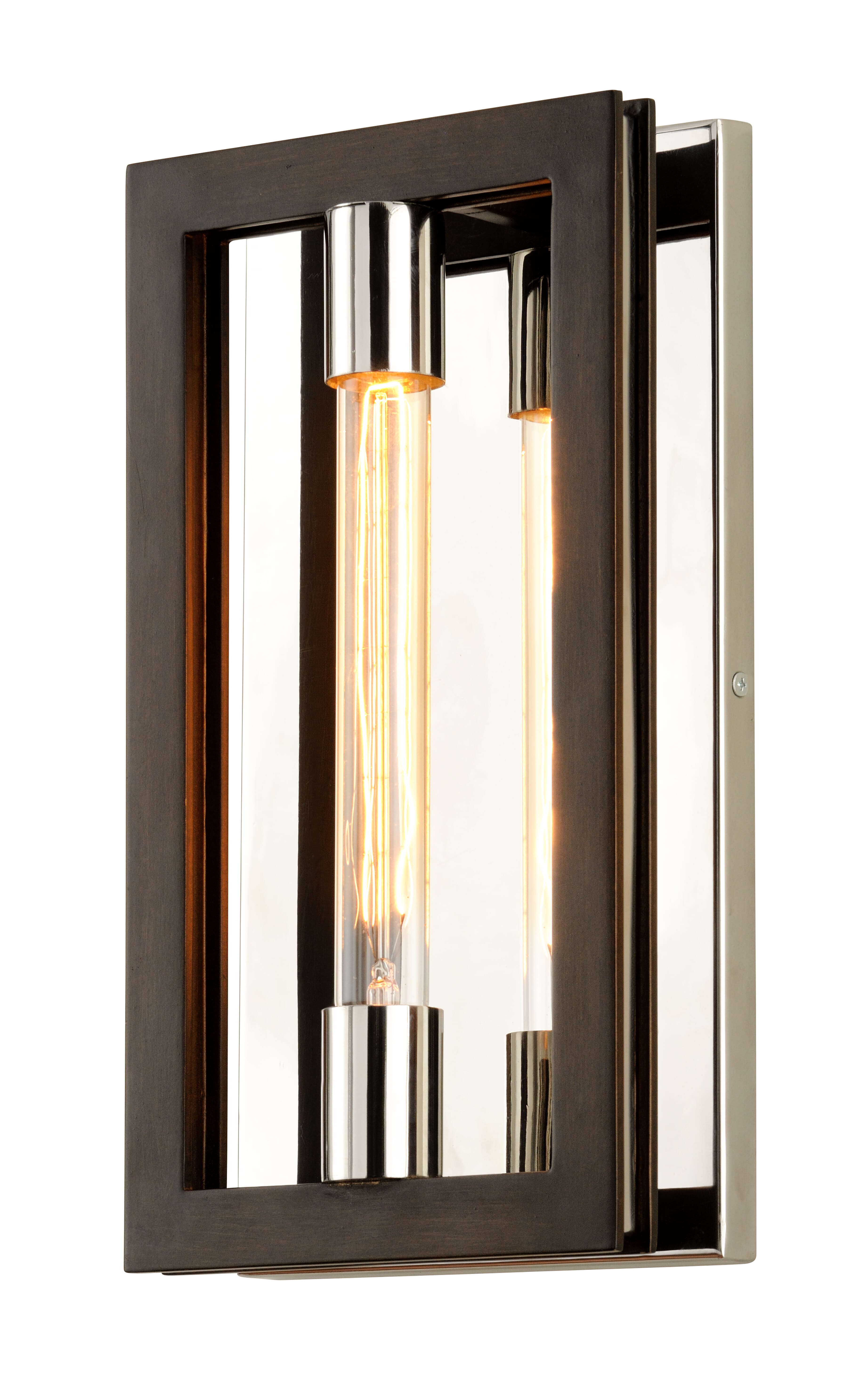 Troy Enigma 14" Wall Sconce in Bronze with Polished Stainless