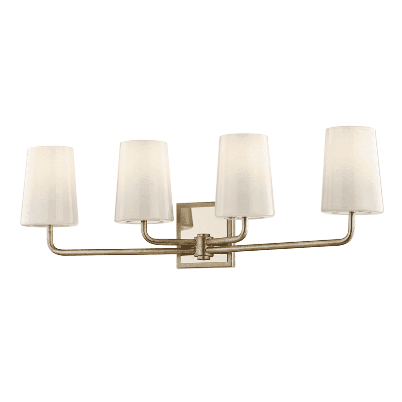 Troy Simone 4-Light Bathroom Vanity Light in Silver Leaf Polished Nickel