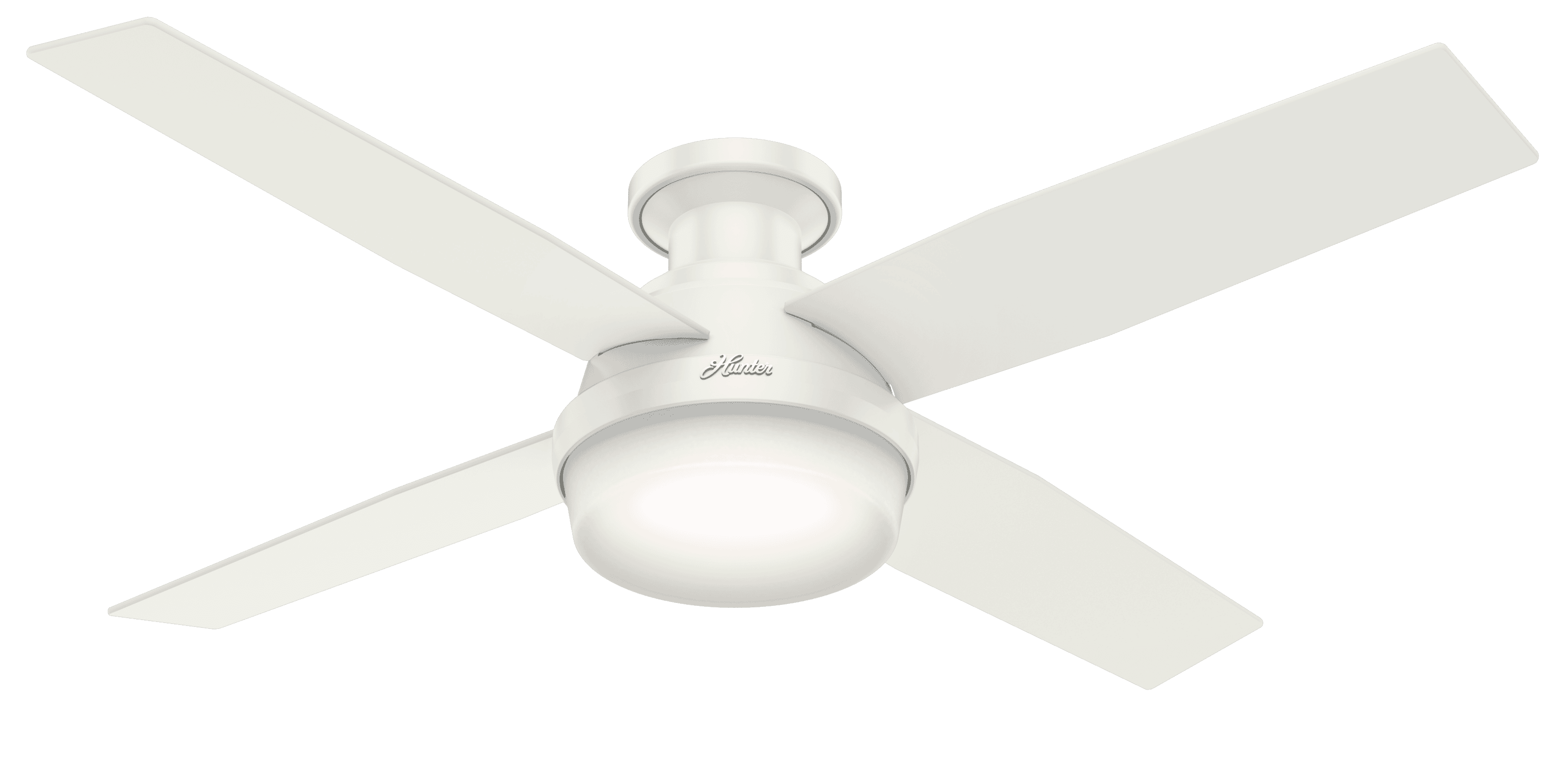 Hunter Dempsey 2-Light 52" LED Indoor Flush Mount Ceiling Fan in Fresh White