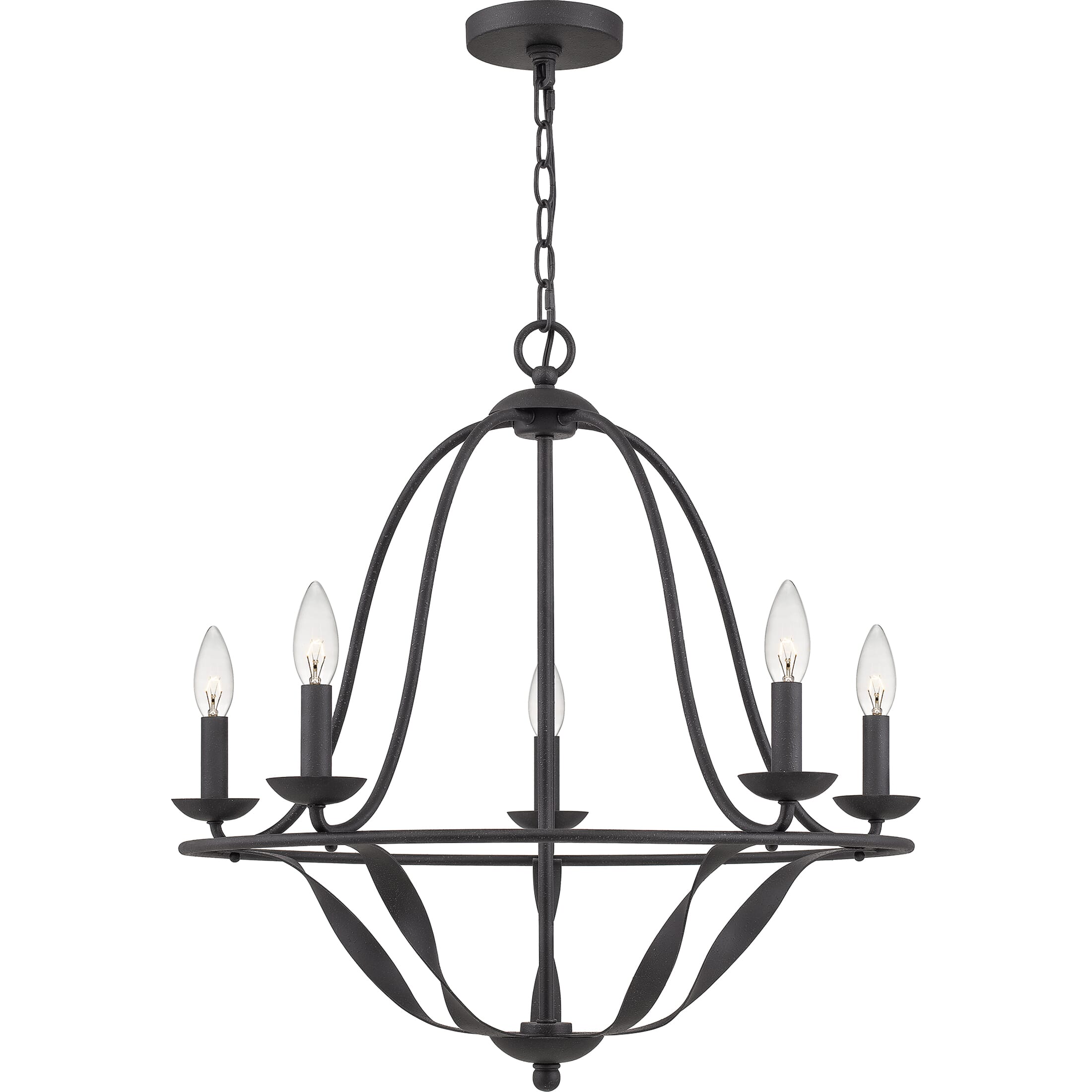 Quoizel Bradbury 5-Light 24" Transitional Chandelier in Grey Ash