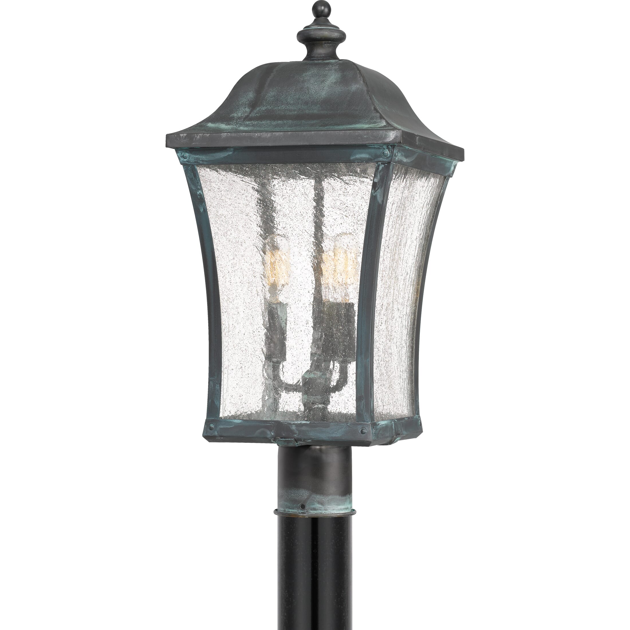 Quoizel Bardstown 3-Light 10" Outdoor Post Light in Aged Verde