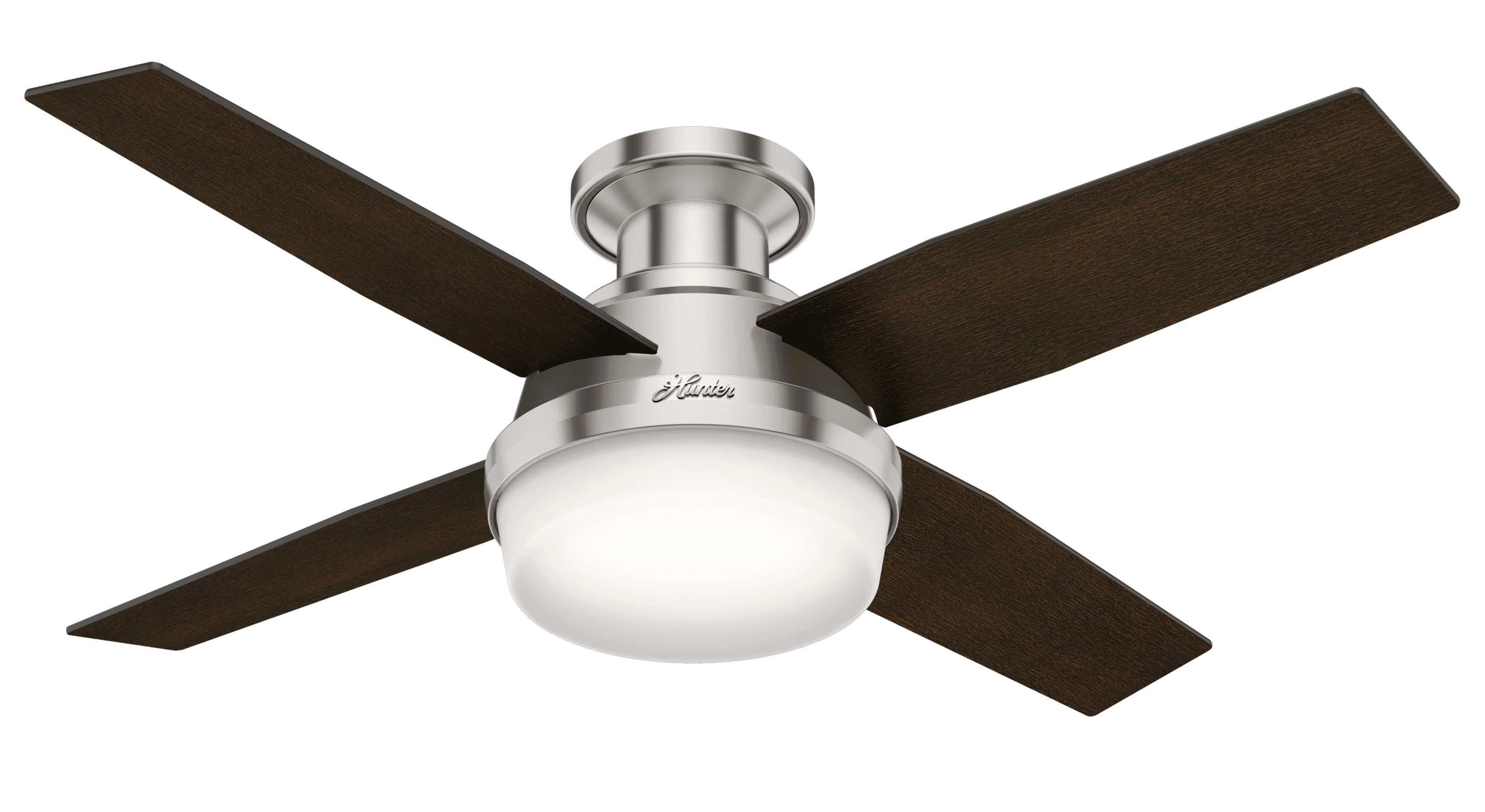 Hunter Dempsey 2-Light 44" Flush Mount Ceiling Fan in Brushed Nickel