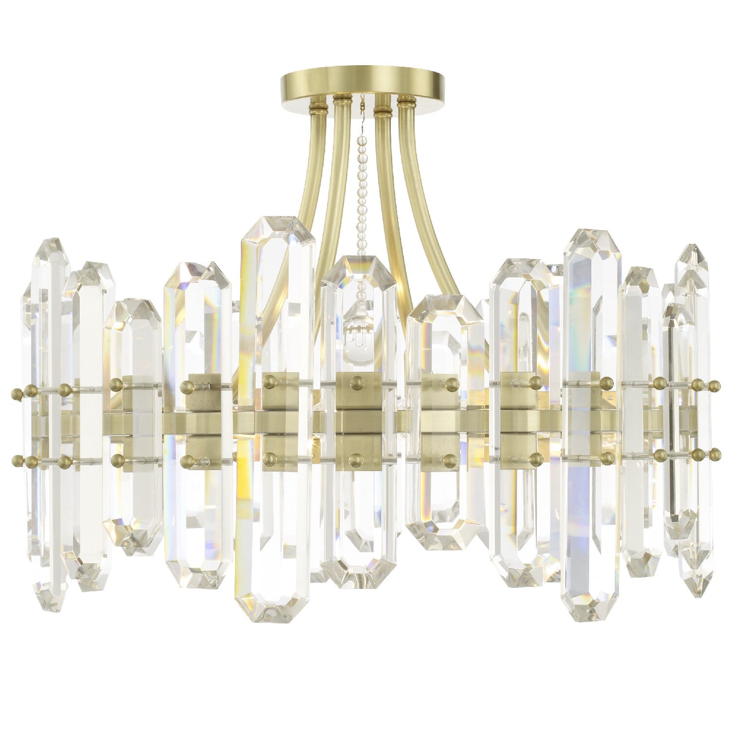 Crystorama Bolton 4-Light Ceiling Light in Aged Brass with Faceted Crystal Elements Crystals