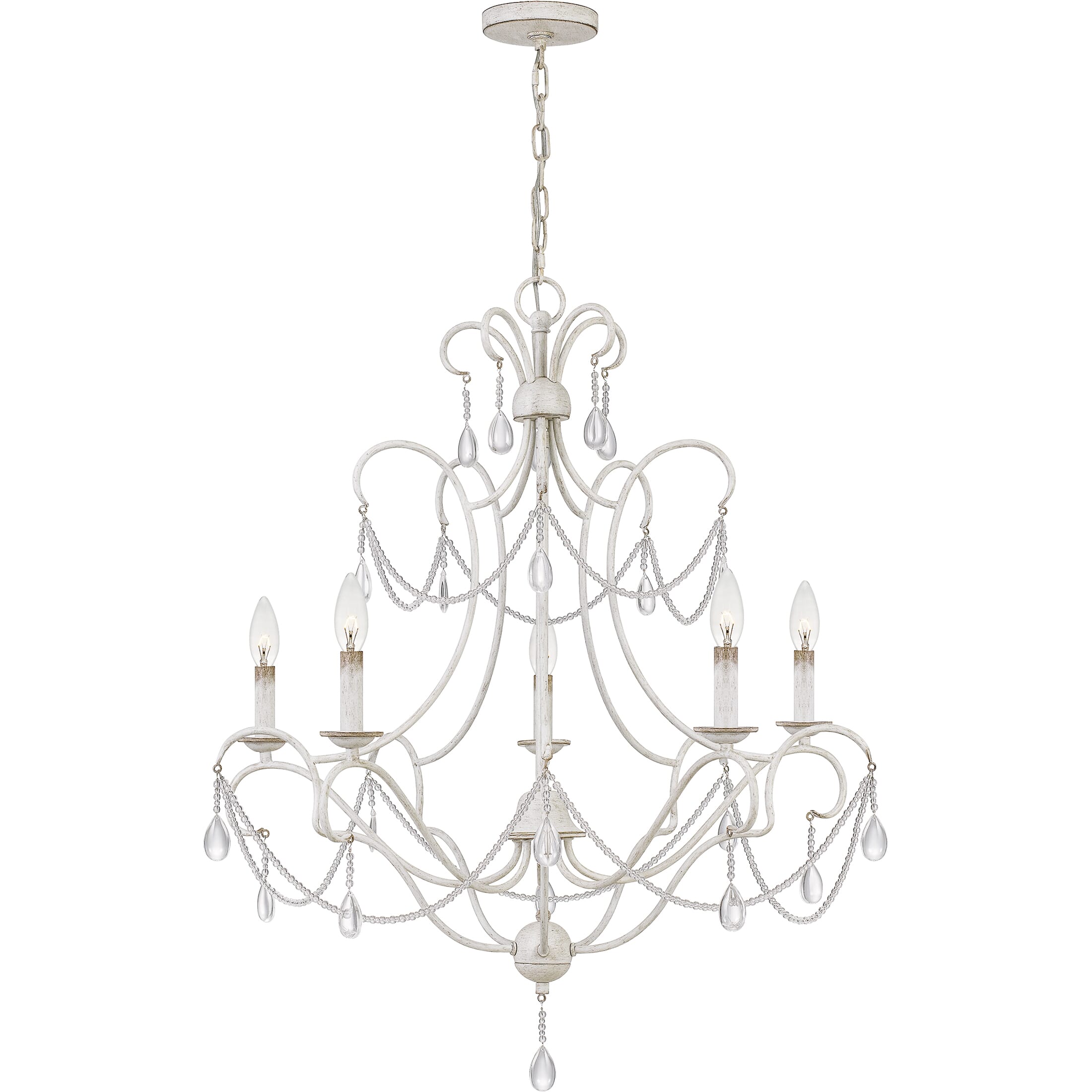 Quoizel Bray 5-Light 34" Traditional Chandelier in Antique White