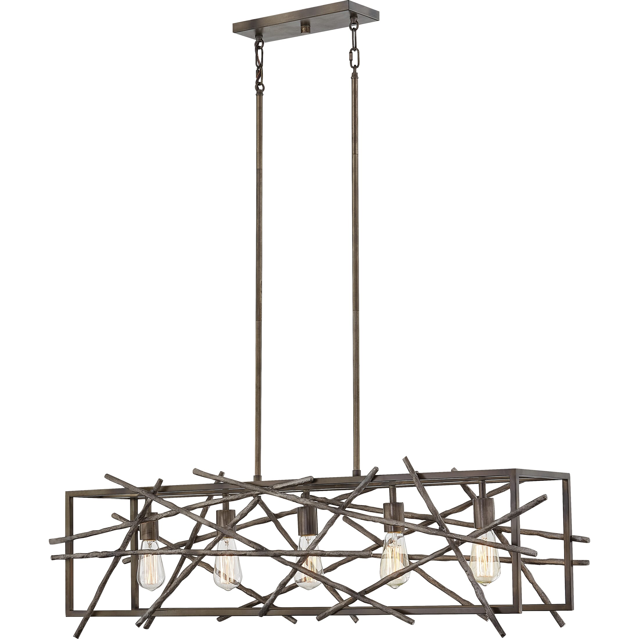 Quoizel Brigham 5-Light 43" Kitchen Island Light in Restored Bronze