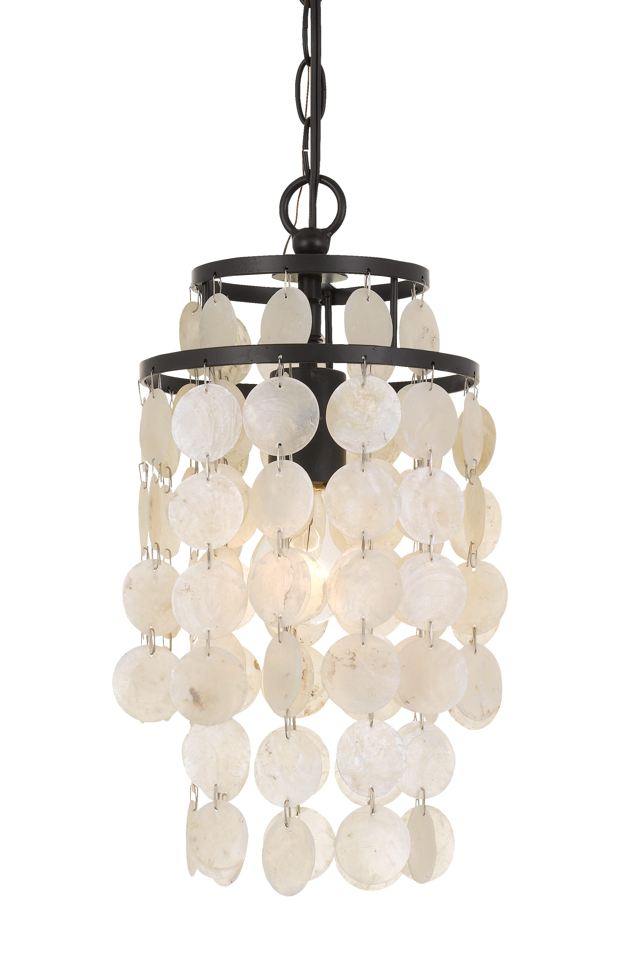 Crystorama Brielle 7" Pendant Light in Dark Bronze with Capiz Shell Crystals