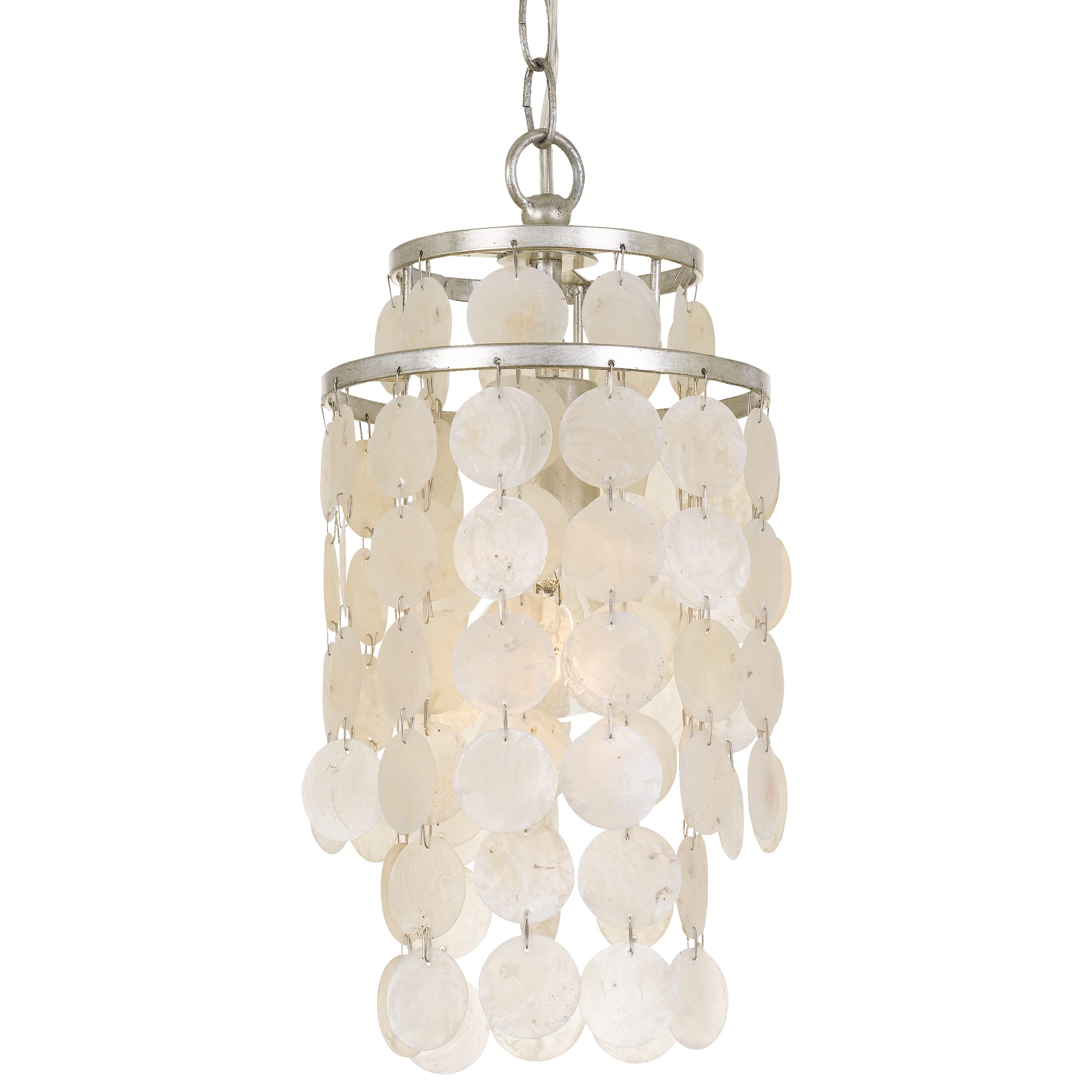 Crystorama Brielle 15" Mini Chandelier in Antique Silver with Capiz shell Crystals