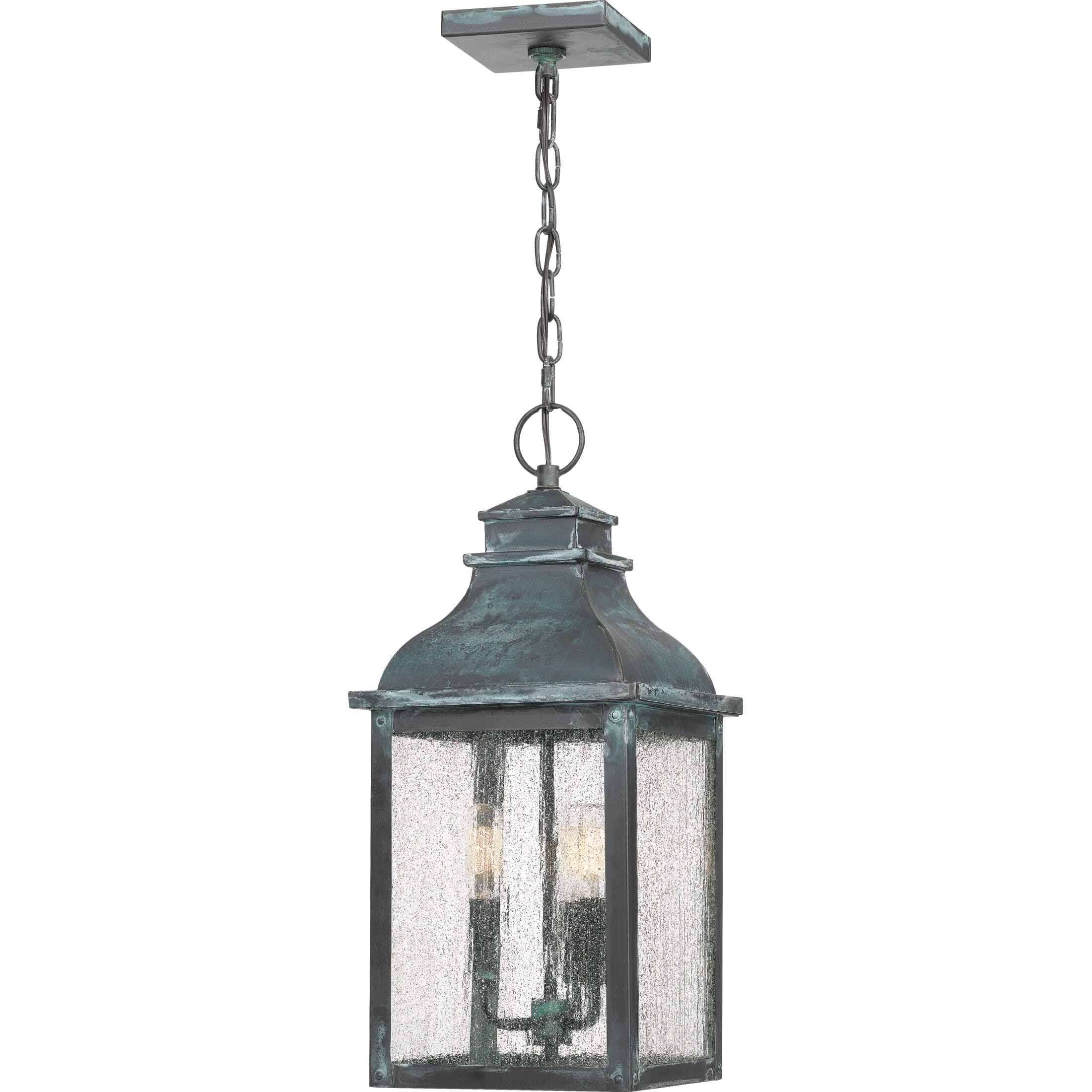 Quoizel Branson 3-Light 9" Outdoor Hanging Light in Aged Verde