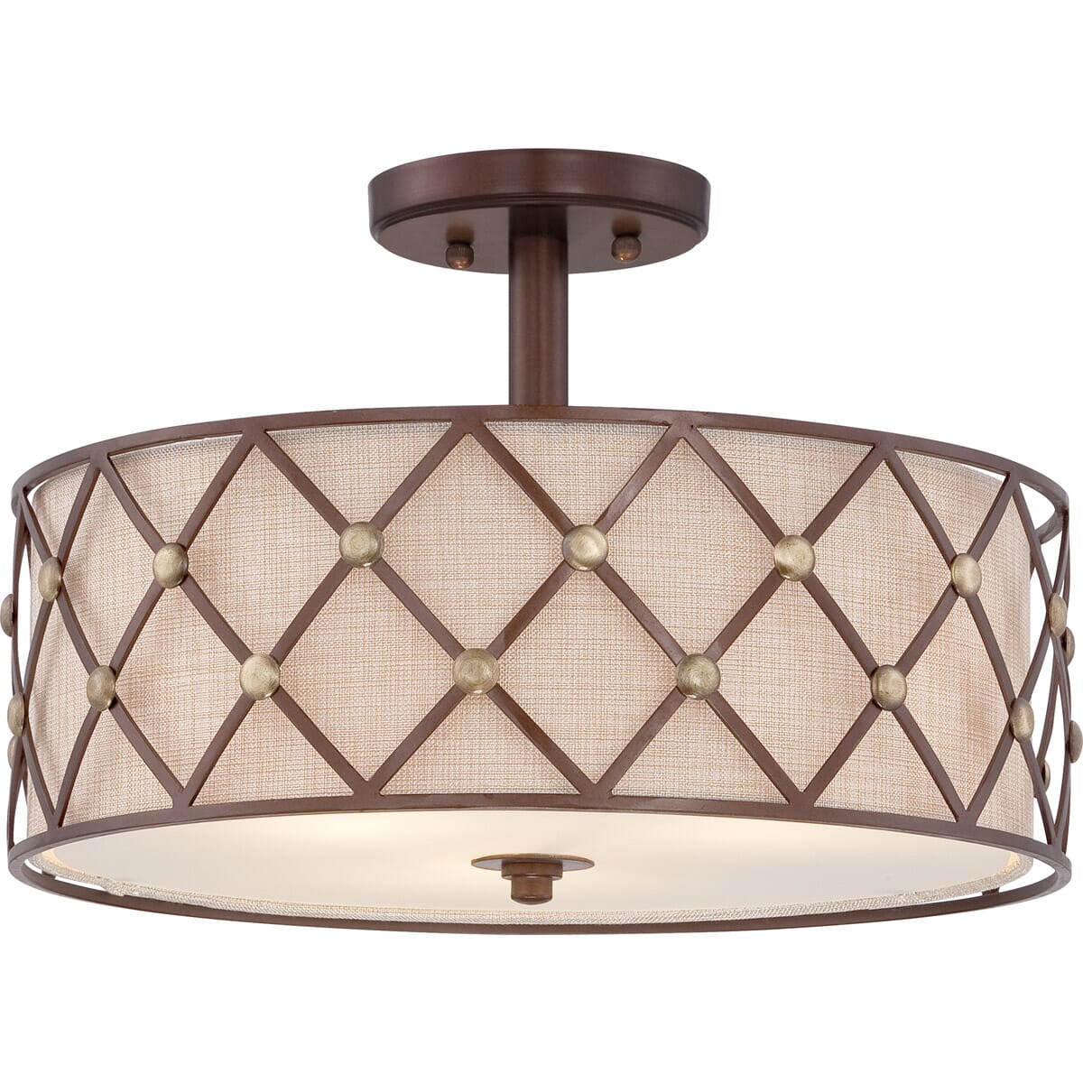 Quoizel Brown Lattice 3-Light 17" Ceiling Light in Copper Canyon