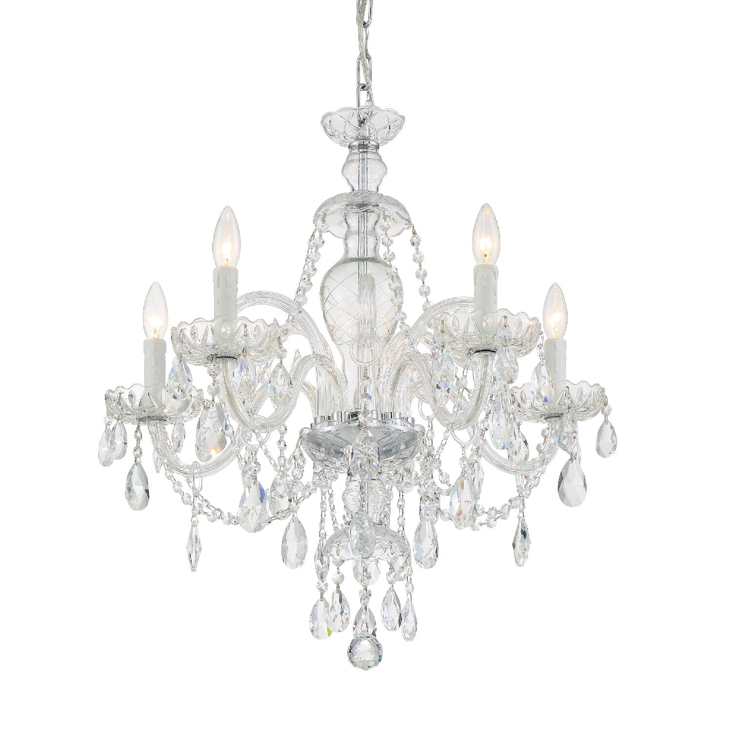 Crystorama Candace 5-Light 26" Chandelier in Polished Chrome with Swarovski Strass Crystal Crystals