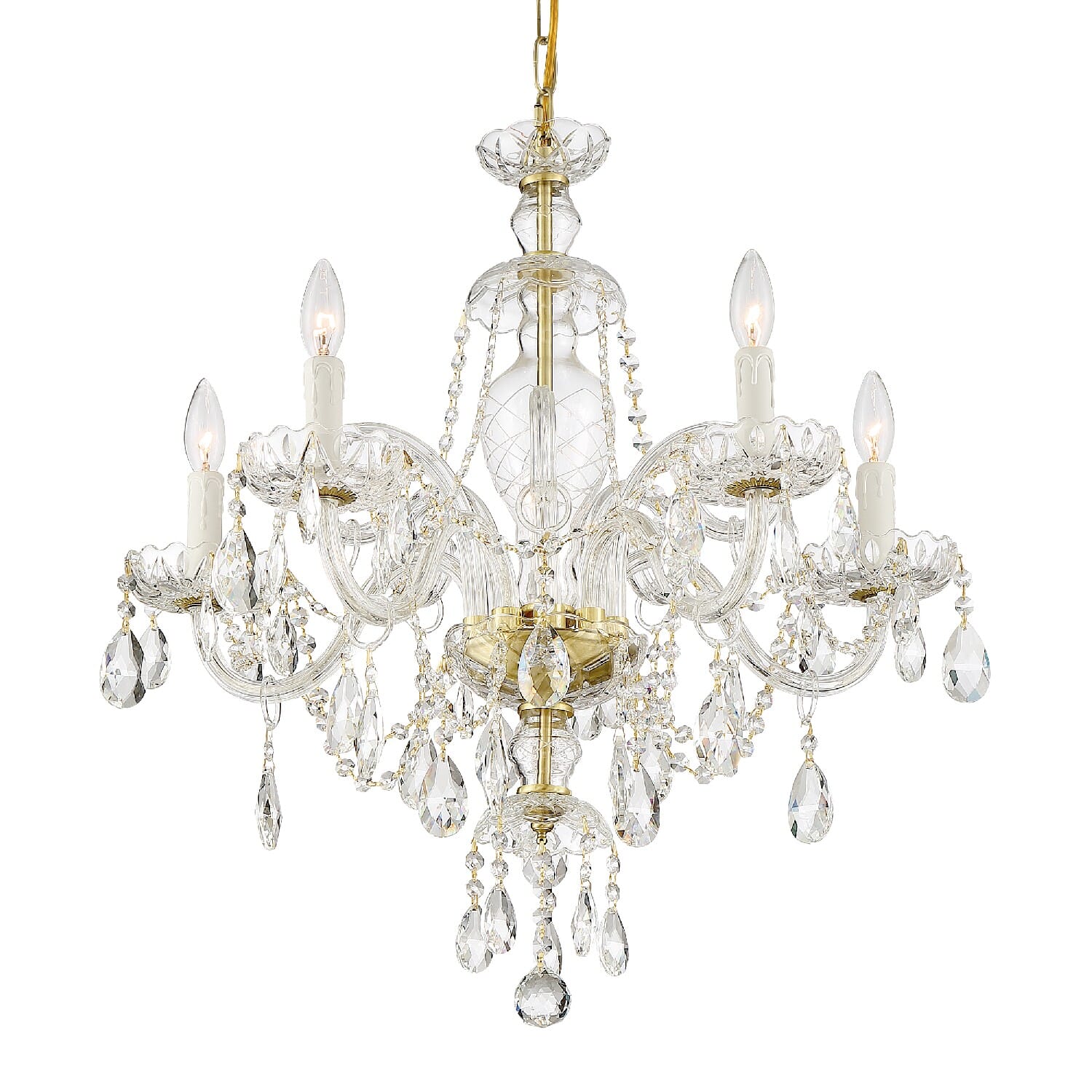 Crystorama Candace 5-Light 26" Chandelier in Polished Brass with Swarovski Strass Crystal Crystals