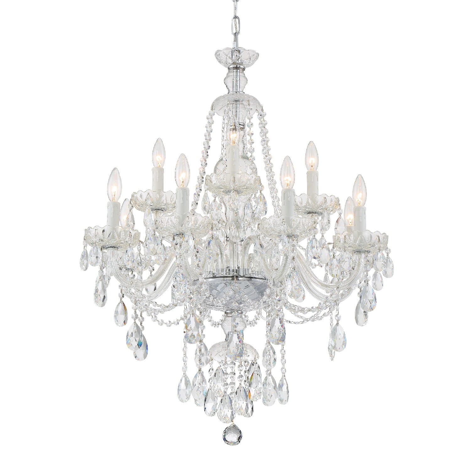 Crystorama Candace 12-Light 34" Chandelier in Polished Chrome with Swarovski Strass Crystal Crystals