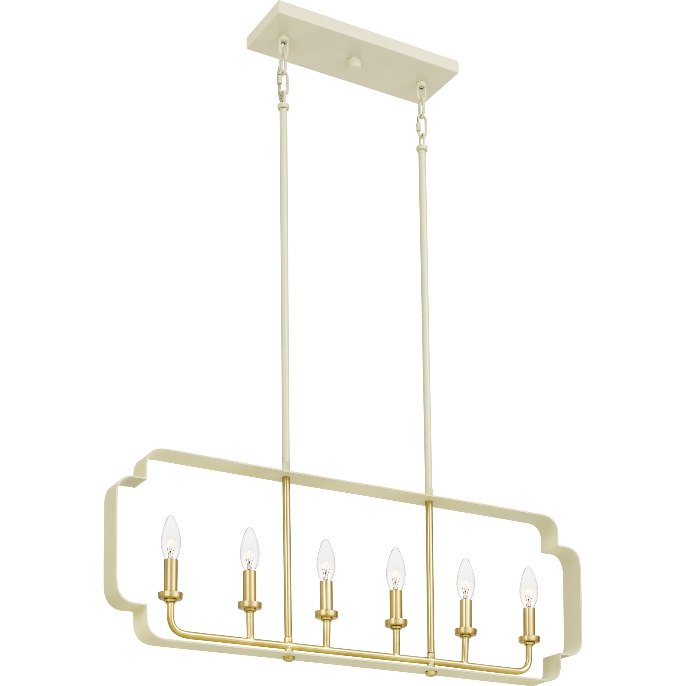 Quoizel Centennial 6-Light 36" Quatrefoil Kitchen Island Light in Light Cream