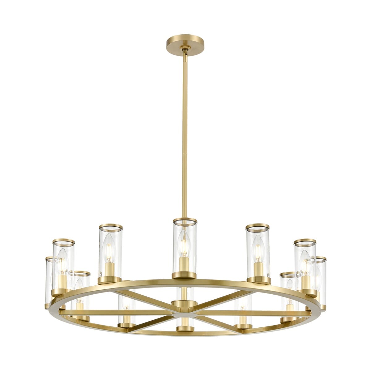 Alora Revolve 12-Light Chandelier tural Brassand Clear Glass