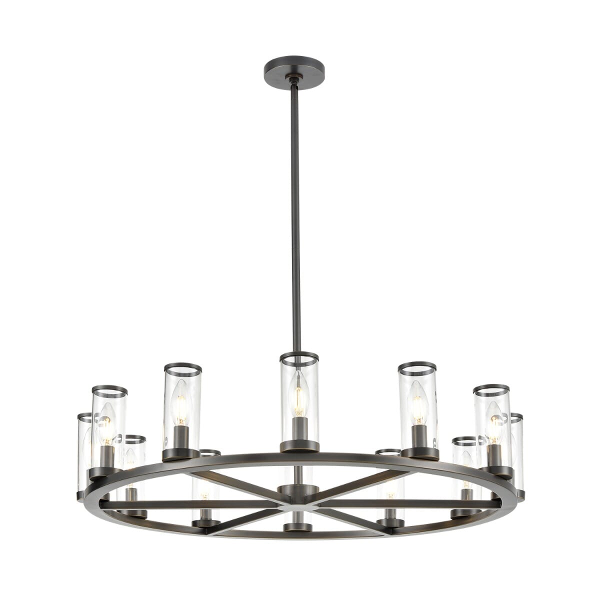 Alora Revolve 12-Light Chandelier in Urban Bronze And Clear Glass