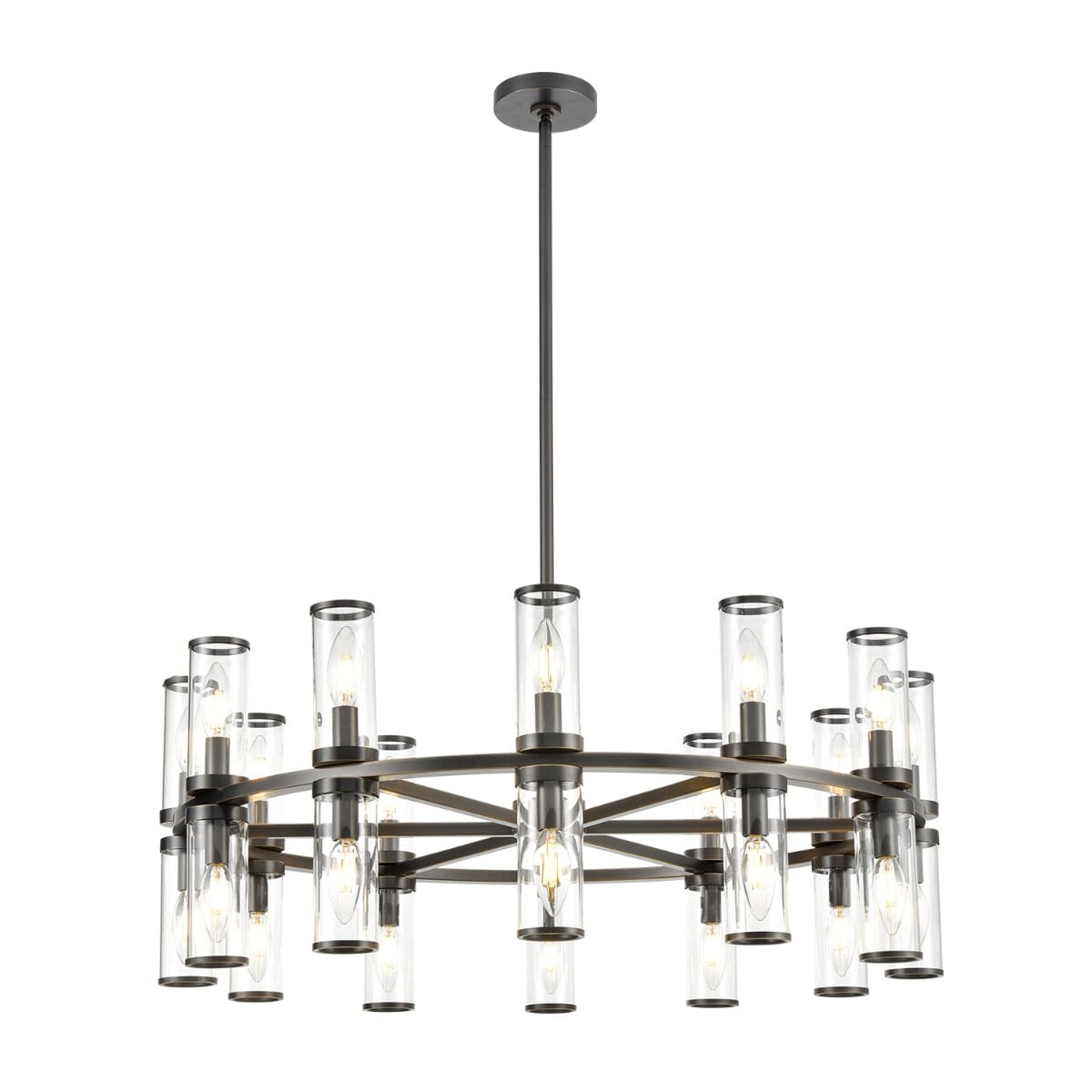 Alora Revolve 24-Light Chandelier in Urban Bronze And Clear Glass