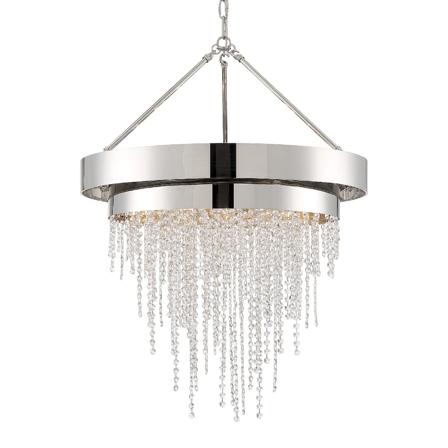 Crystorama Clarksen 6-Light 36" Chandelier in Polished Nickel with Hand Cut Crystal Crystals