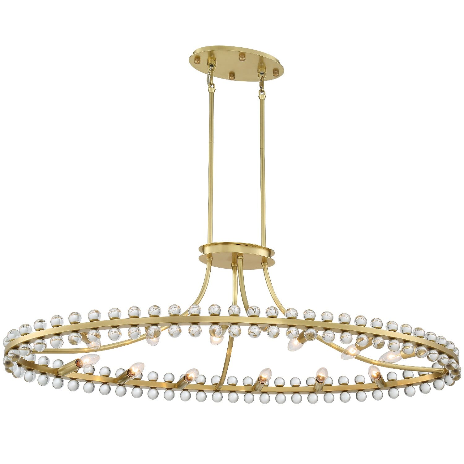 Crystorama Clover 12-Light 12" Chandelier in Aged Brass with Glass Ball Crystals