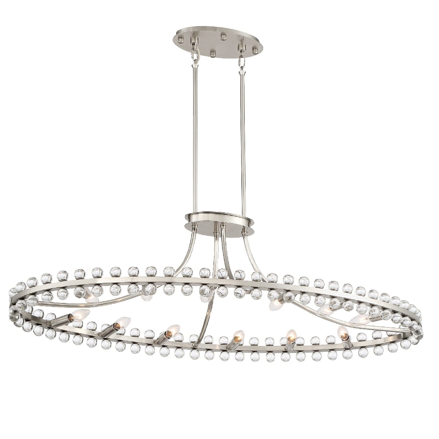 Crystorama Clover 12-Light 12" Chandelier in Brushed Nickel with Glass Ball Crystals