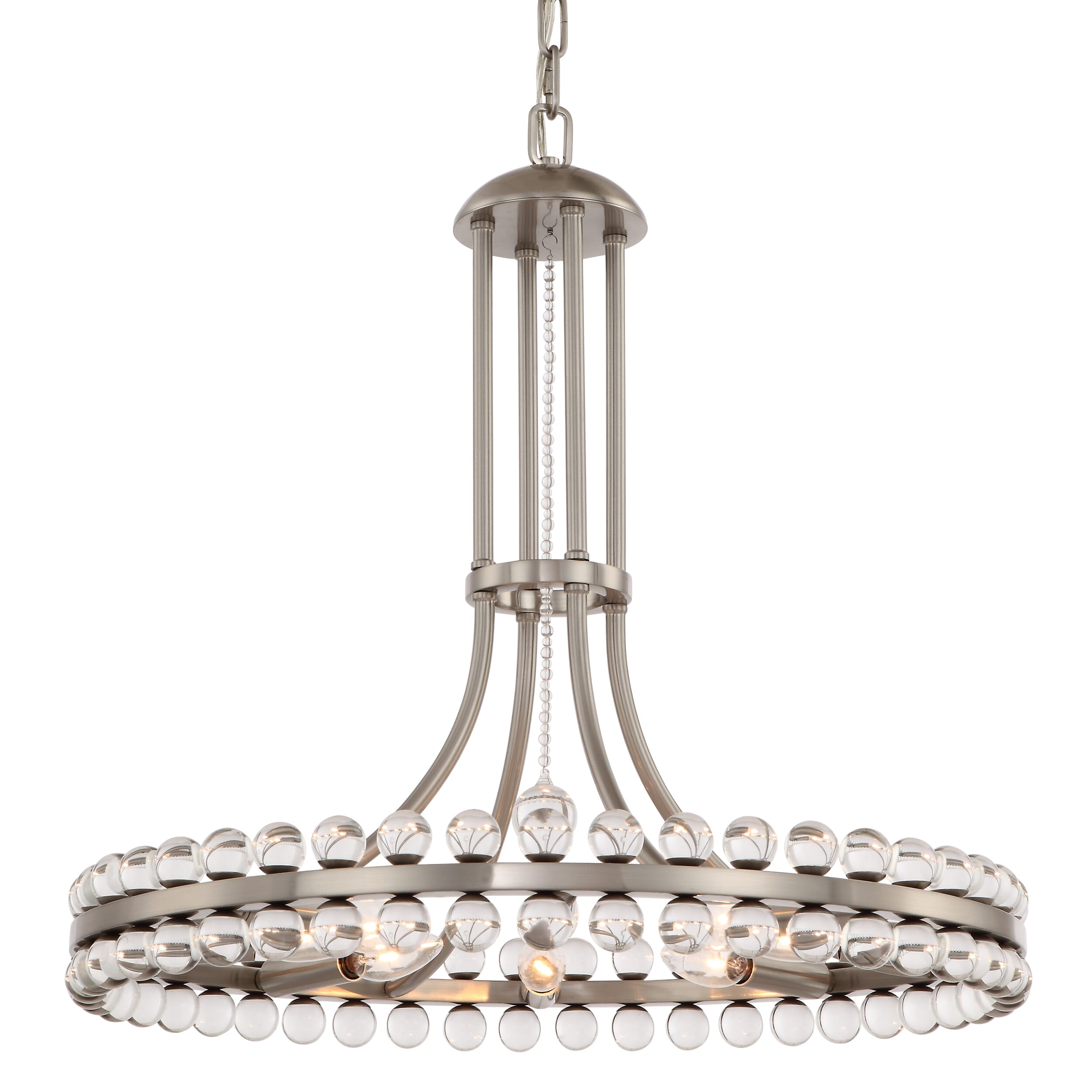 Crystorama Clover 8-Light 23" Modern Chandelier in Brushed Nickel with Clear Hand Cut Crystals