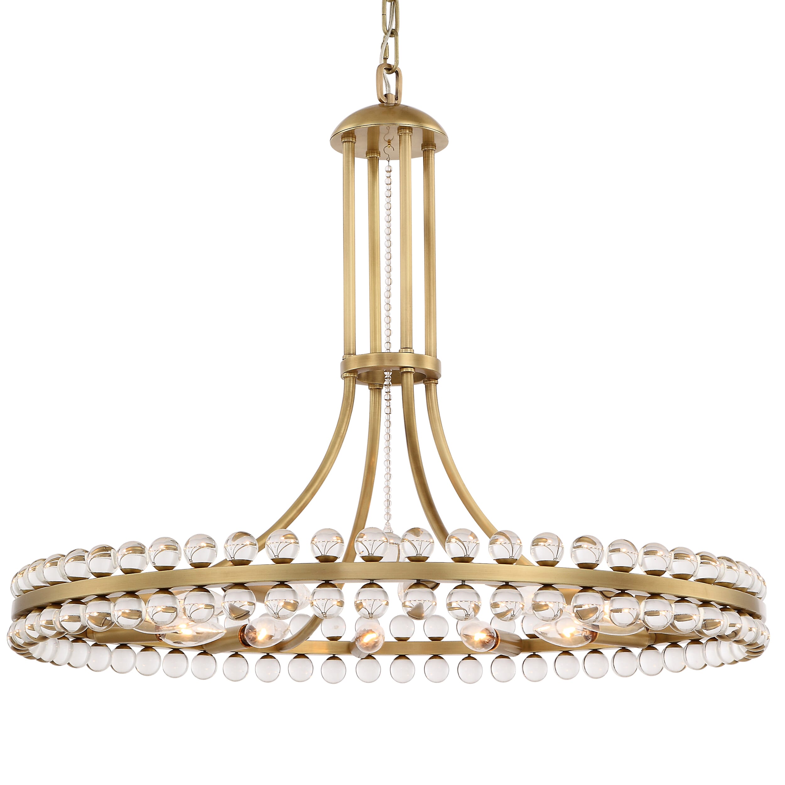 Crystorama Clover 12-Light 25" Modern Chandelier in Aged Brass with Clear Hand Cut Crystals