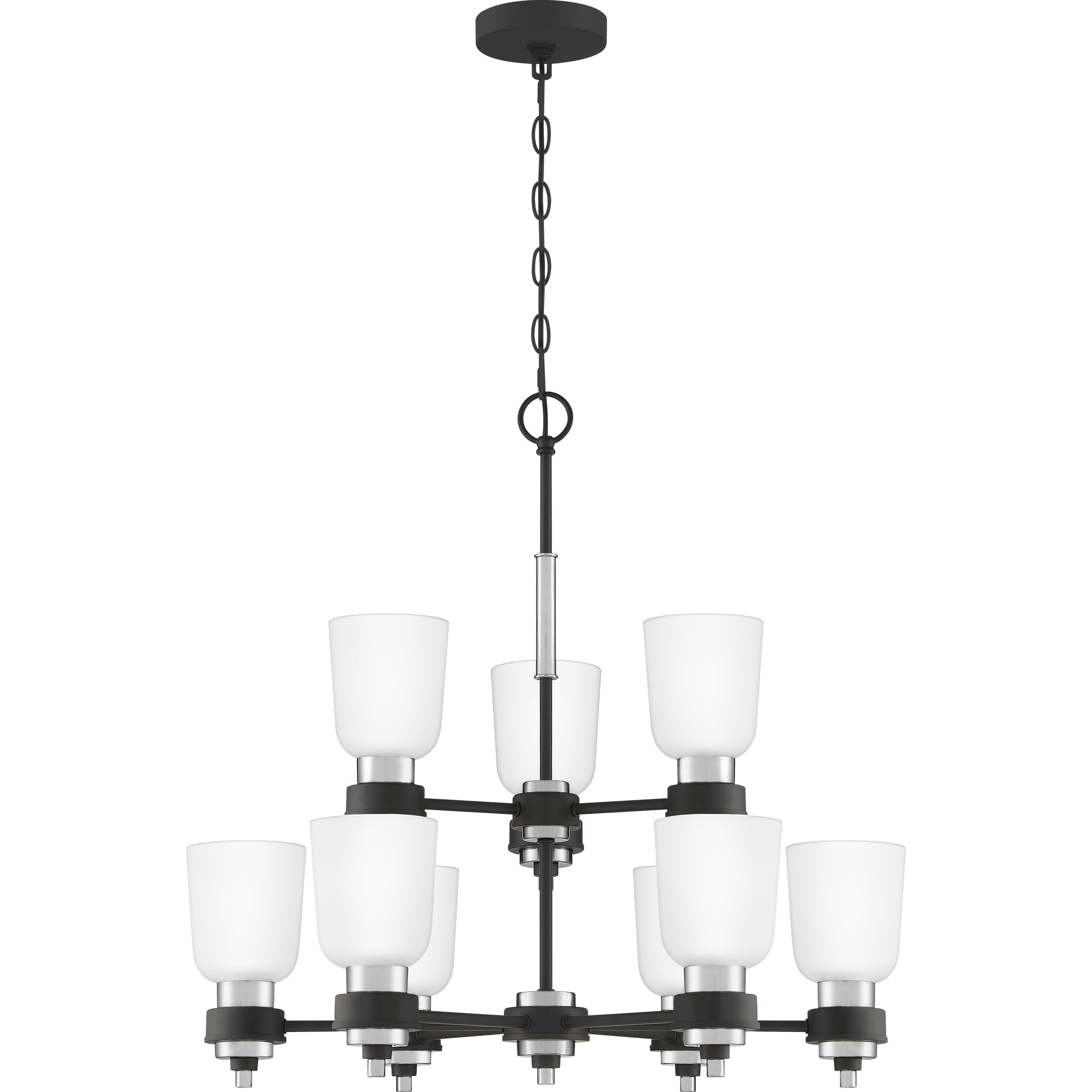 Quoizel Conrad 9-Light 27" Transitional Chandelier in Brushed Nickel