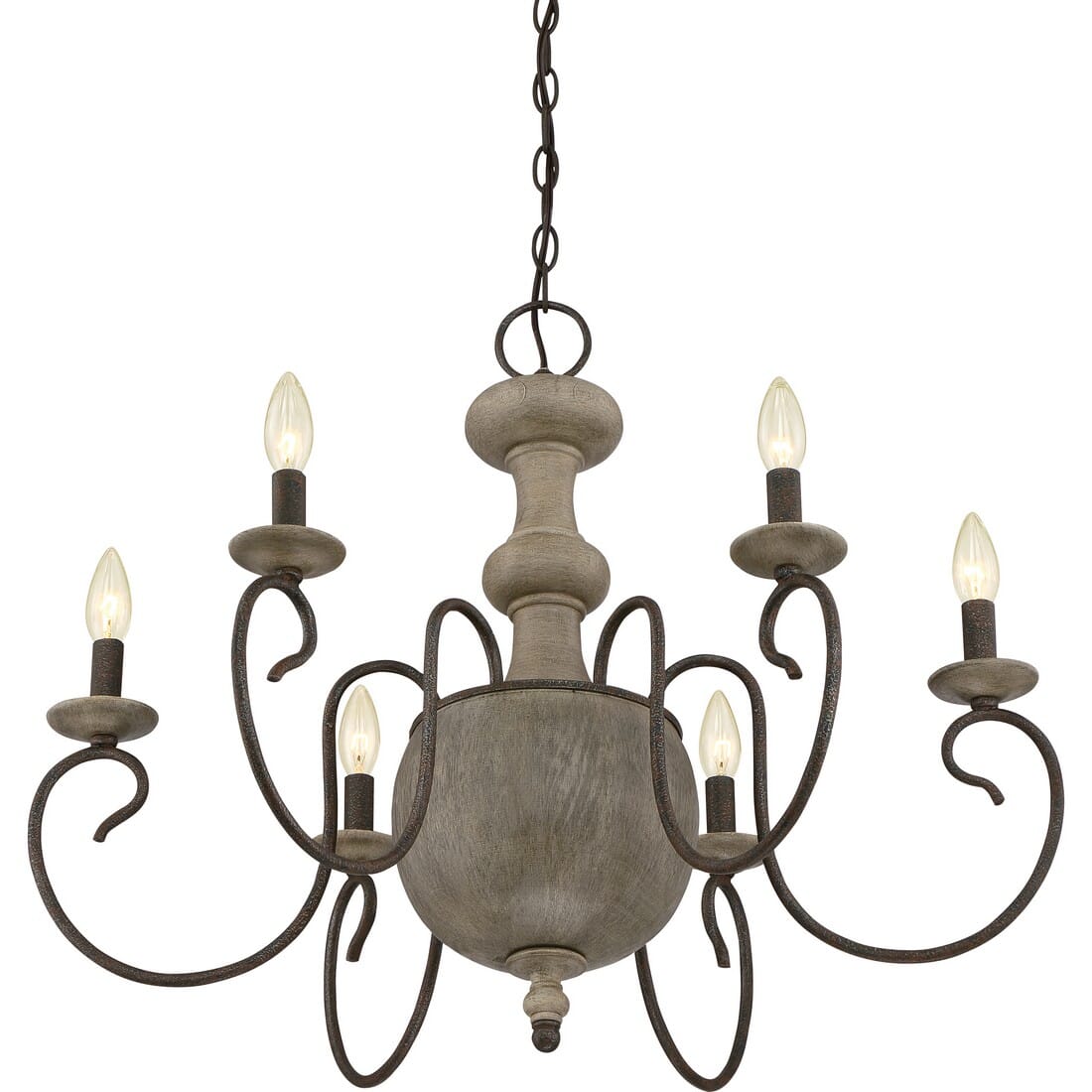 Quoizel Castile 6-Light 22" Traditional Chandelier in Rustic Black