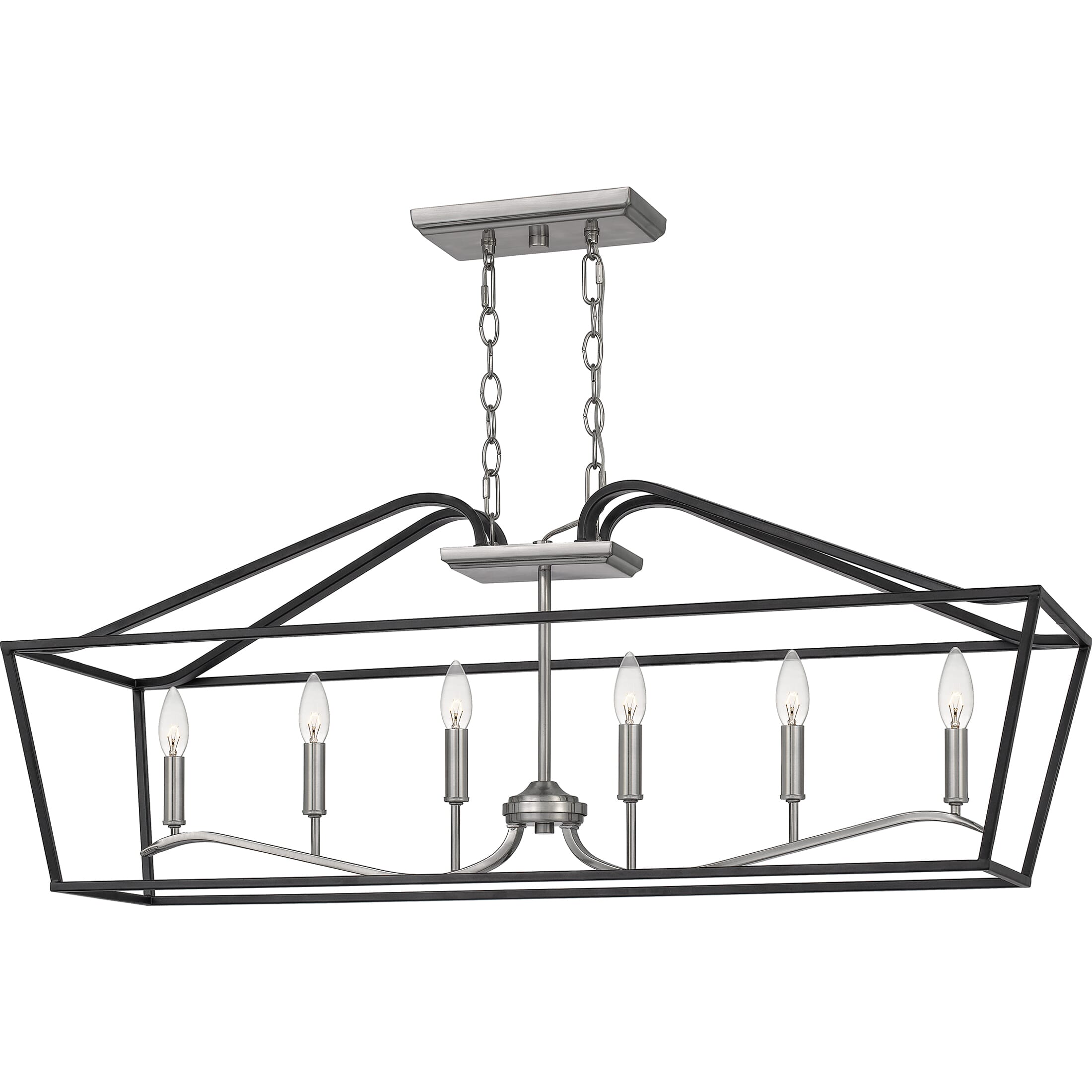 Quoizel Catalina 6-Light 42" Kitchen Island Light in Matte Black