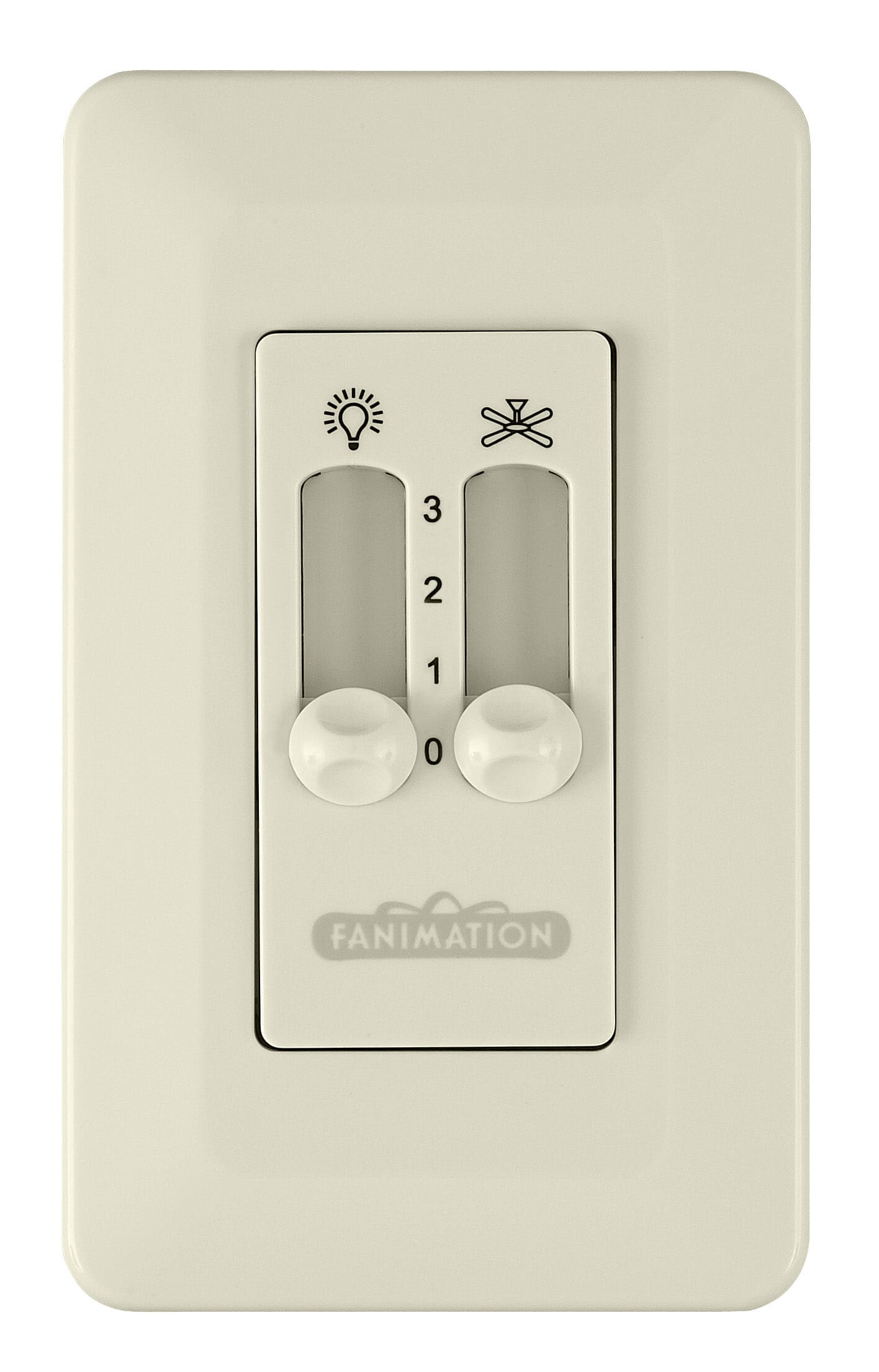 Fanimation Controls Wall Control Non Reversing Fan Speed and Light in Light Almond