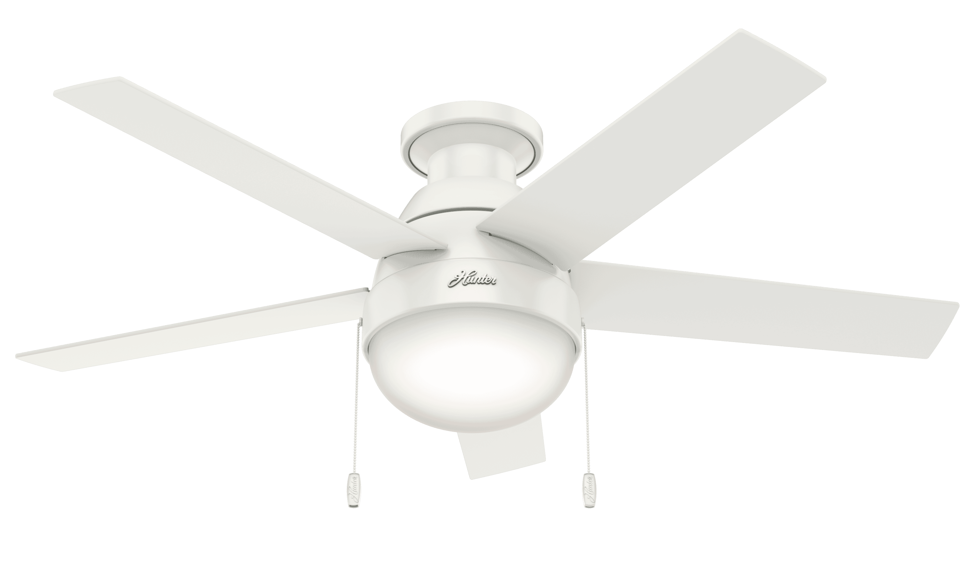 Hunter Anslee 2-Light 46" Indoor Flush Mount Ceiling Fan in Fresh White