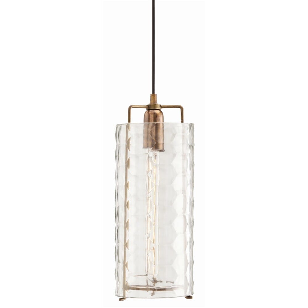 Arteriors Laura Kirar 6.5" Clear Glass Pendant in Antique Brass