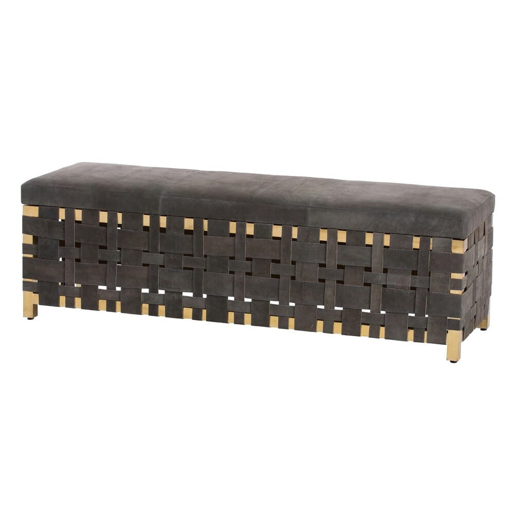 Arteriors Windsor Smith 60.5" Bench in Polished Brass/Moss Gray