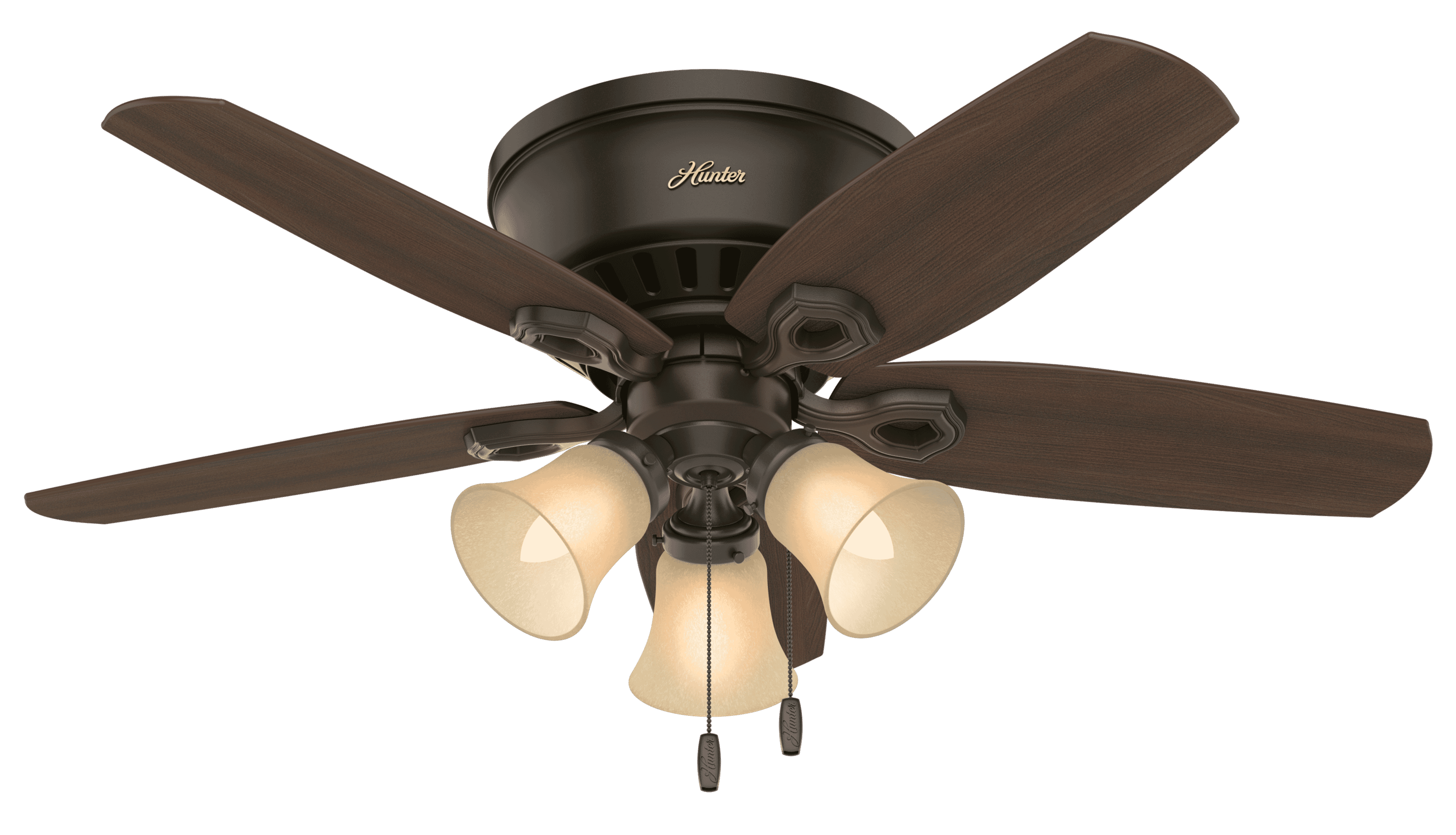 Hunter Builder 3-Light 42" Indoor Flush Mount Ceiling Fan in New Bronze