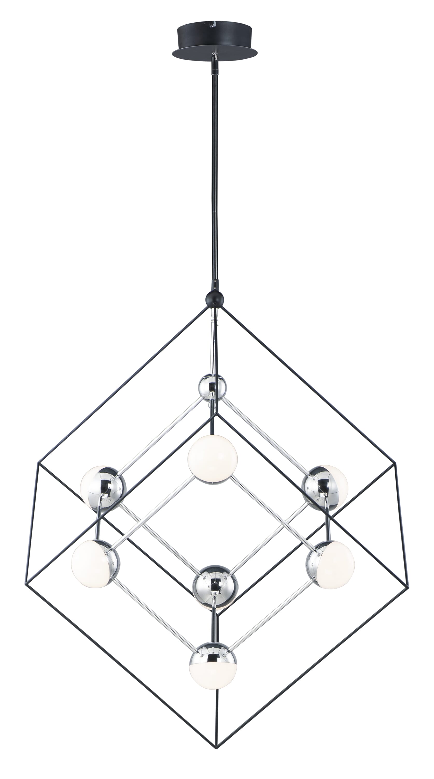 ET2 Lighting Ion 37.75" 7-Light LED Pendant in Black / Polished Chrome