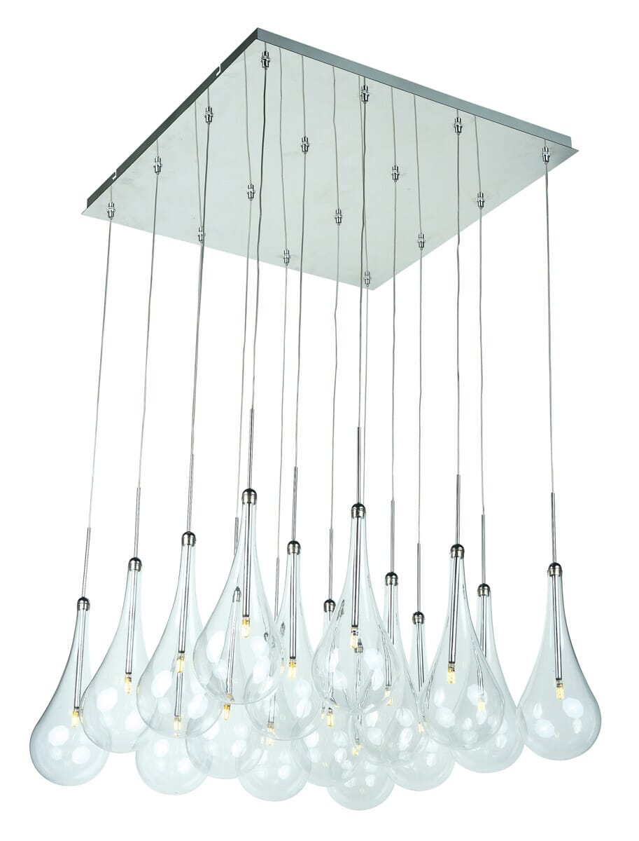 ET2 Larmes LED 16-Light Single Pendant in Polished Chrome