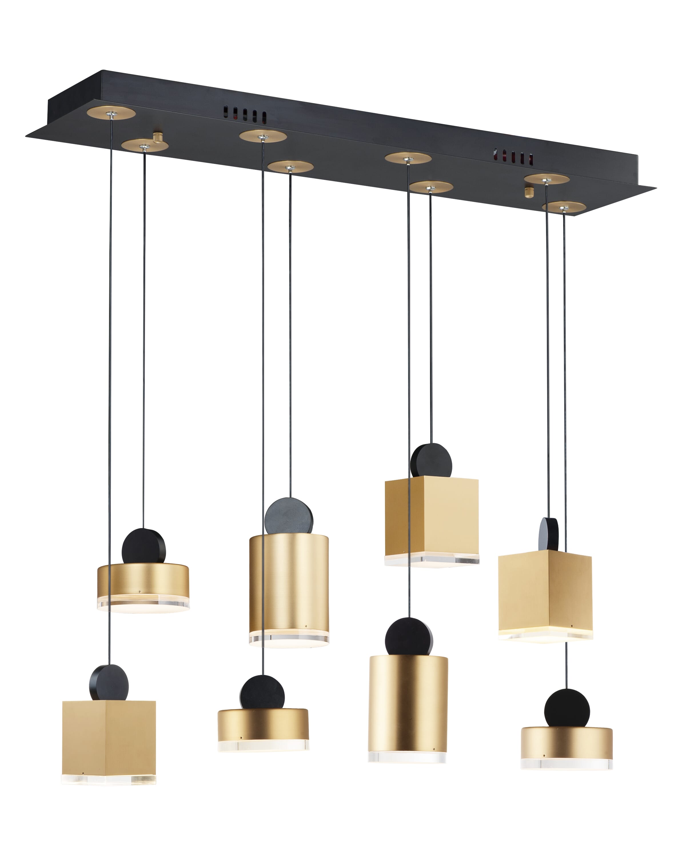 ET2 Lighting Nob 33" LED 8-Light Linear Pendant in Black / Gold