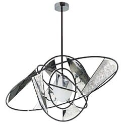 ET2 Astro LED 33" White Glass Pendant in Black/Stainless Steel