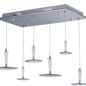 ET2 Hilite 22.5" 6-Light White Glass Pendant in Polished Chrome