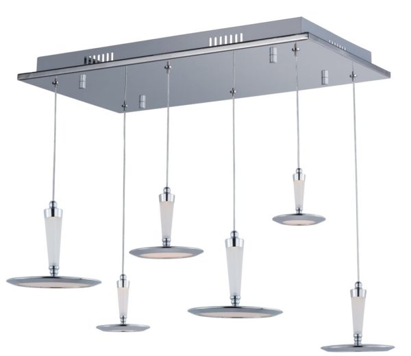 ET2 Hilite 22.5" 6-Light White Glass Pendant in Polished Chrome