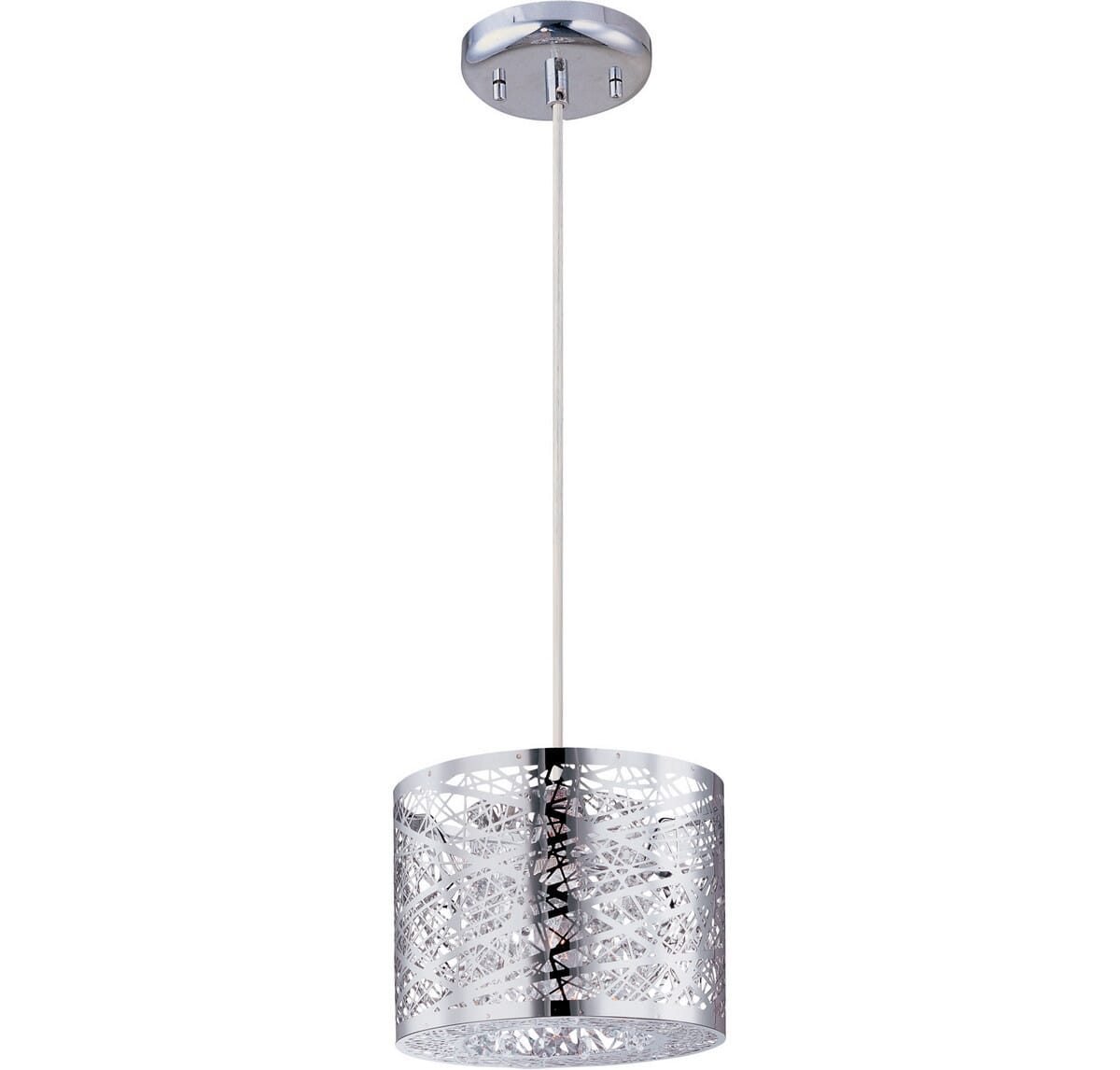 ET2 Inca 7.75" Clear/White Glass Mini Pendant in Polished Chrome